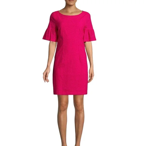 Karl Lagerfeld Paris Women's Short Bell Sleeve Dress - Peony - Size 4